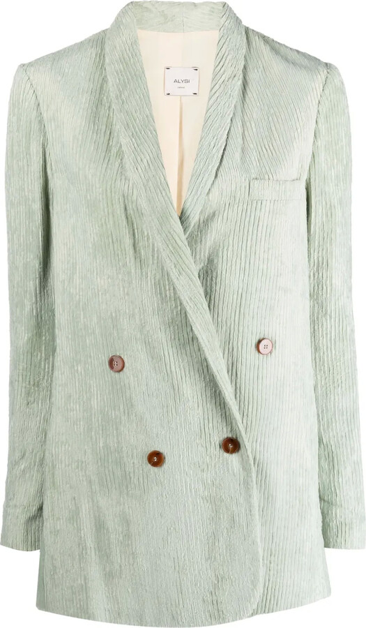 Alysi Double-Breasted Ribbed Blazer