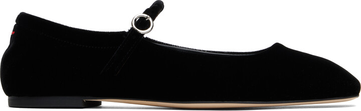 AEYDĒ Black Uma Velvet Mary-Jane Ballerina Flats