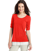 Thumbnail for your product : Style&Co. Mixed-Media Chiffon-Back Top