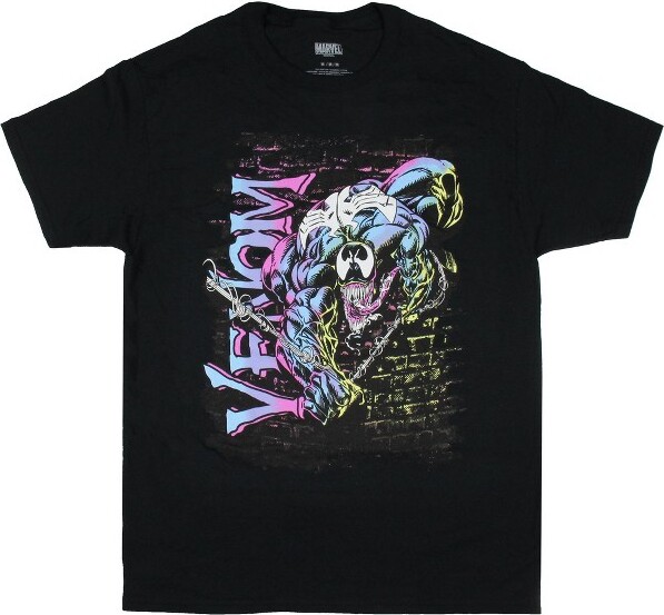 Venom MarvelMen'sVenomBrickWallGraphicPrintAdultShortSleeveT-Shirt(L)Black