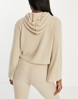 Thumbnail for your product : Chelsea Peers eco soft jersey rib lounge hoodie in stone
