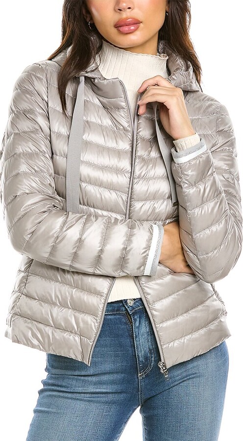 MEIbibibi Women Brown Puffer Bomber Jacket Lightweight Warm Hooded Cropped Jacket Fashion Slim Fitted Coat 