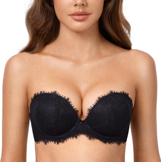 JOATEAY Women's Strapless Backless Bra Plunge Push Up Underwire
