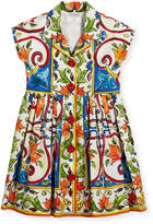 Thumbnail for your product : Dolce & Gabbana Maiolica-Print Poplin Dress, Size 8-12