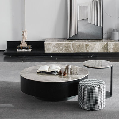 Orren Ellis Luxe Slate Coffee Table Set