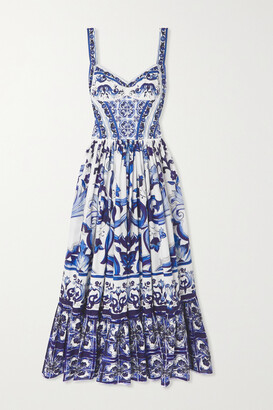 Dolce & Gabbana - Printed Cotton-poplin Maxi Dress - Blue