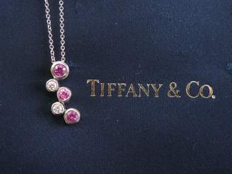 Tiffany & Co. Platinum Bubble .50ct. Diamonds & Pink Sapphire Necklace