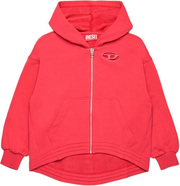 Diesel Kids Oval-D Logo Cut-Out Zipped Hoodie