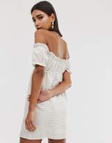 Thumbnail for your product : Fashion Union bardot mini dress in gingham
