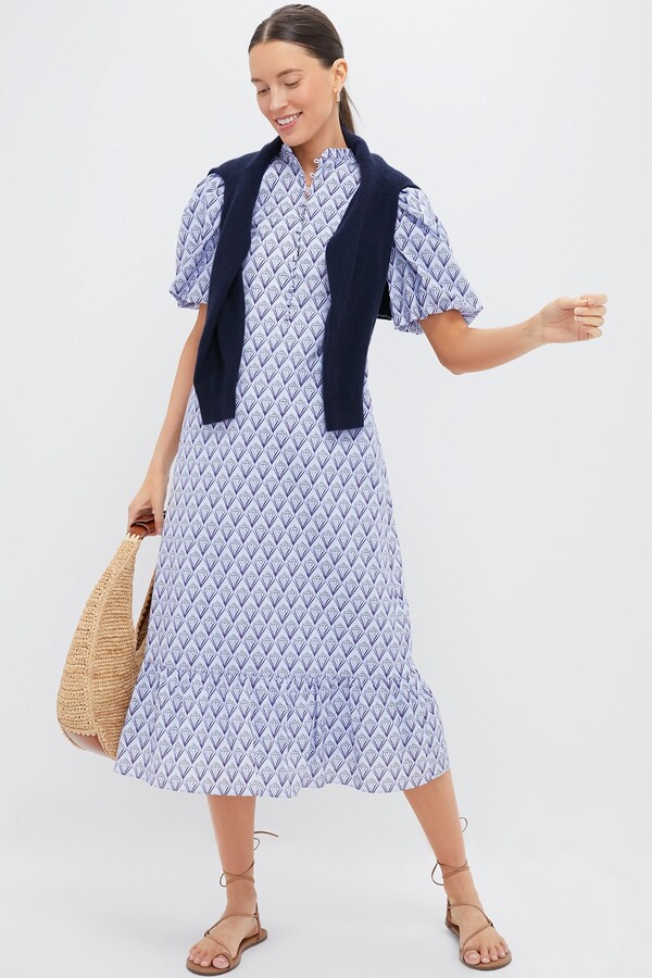 Hyacinth House Periwinkle Trellis Floral Mimi Midi Dress