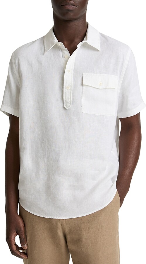 Vince Linen Half Placket Shirt