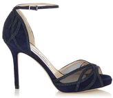Thumbnail for your product : Jimmy Choo Mambo Black Suede and Anthracite Lamé Glitter Sandals