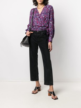 IRO Abstract-Print Long-Sleeve Cropped Blouse