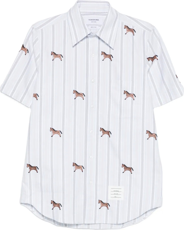 Thom Browne Horse Print Striped Shirt