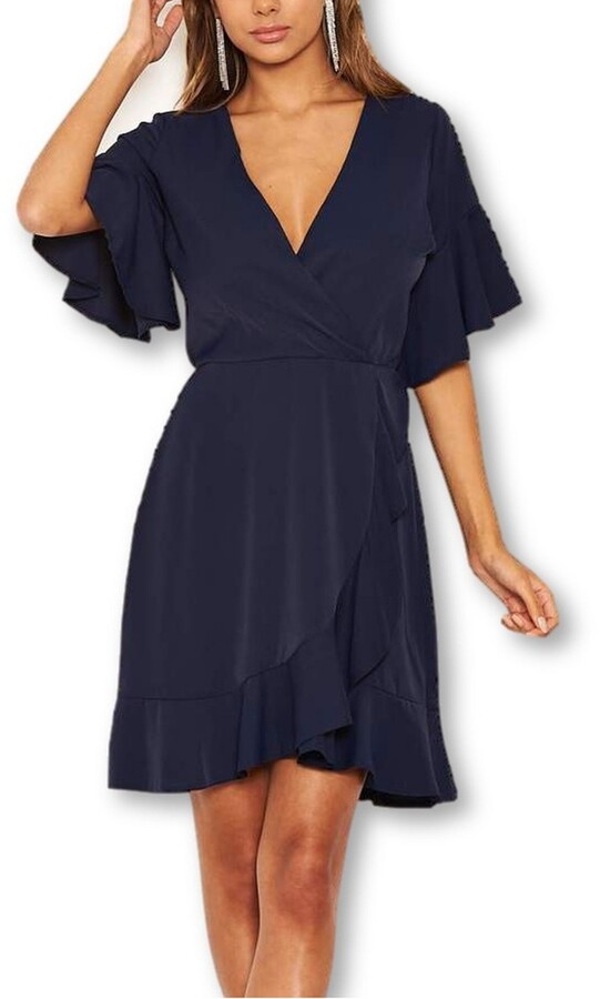 AX Paris Frill Sleeve Wrap Mini Dress ShopStyle