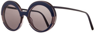 Marni Round Monochromatic Cutout Sunglasses