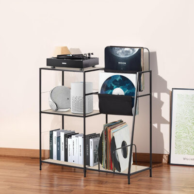 Record Player Stand For Living Room, Bedroom, Office, 12 X 32 X 37, Black