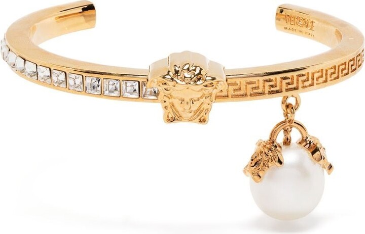 Versace Medusa-head pearl-charm bangle - ShopStyle Bracelets