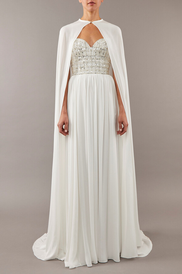 Elie Saab Crystal Embellished Bodice Cape Gown - ShopStyle Evening Dresses