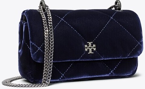 Mini Kira Diamond Quilt Velvet Pavé Flap Bag