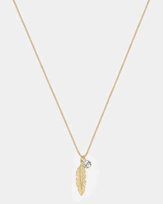 Swarovski Necklace 925 Sterling Silver Crystal Feather Gold Plated