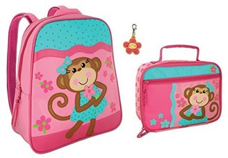 Stephen Joseph Girl Monkey Backpack and Lunch Box with Zipper Pull Set for Girls