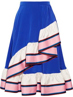 Emilio Pucci Ruffled Silk Skirt - Blue