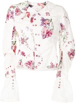 Thumbnail for your product : Renli Su Floral-Print Ruffle Sleeve Jacket