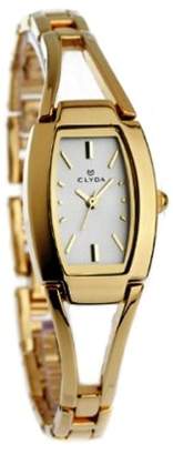 Clyda Women's Analog Quartz Watch, Golden Bracelet with Stones - CLG0063PBIW