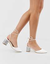 Thumbnail for your product : Be Mine Bridal Honor ivory satin glitter mid heeled shoes