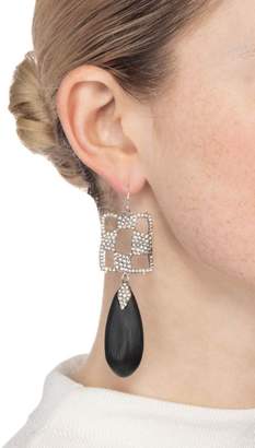 Alexis Bittar Black Lucite & Crystal Cutout Dangle Drop Earrings