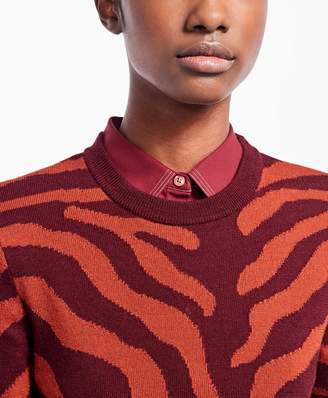 Brooks Brothers Zebra Intarsia Silk-Cashmere Wool Sweater