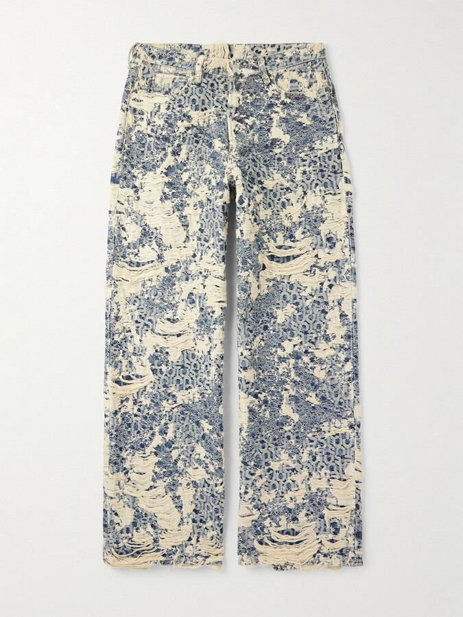 Wide-Leg Distressed Jeans