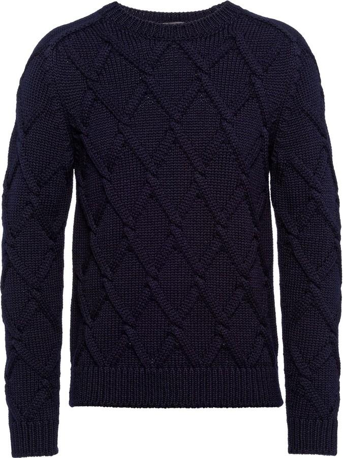 navy blue cable knit sweater