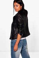 Thumbnail for your product : boohoo Abigail PU Biker With Quilted Shoulder Detail