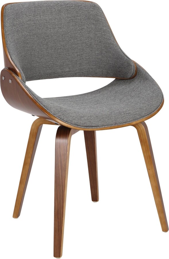 Lumisource Fabrizzi Mid-Century Modern Dining Accent Chair Fabric - Walnut, Gray