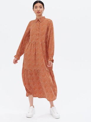 New Look Midi Shirt Dress - Brown Multi