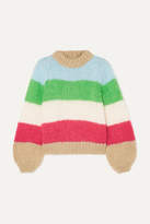 Thumbnail for your product : Ganni Striped Mohair And Wool-blend Sweater - Sky blue