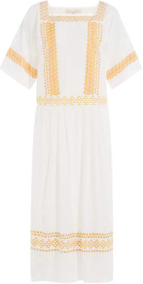 Vanessa Bruno Silk Dress with Eyelet Embroidery