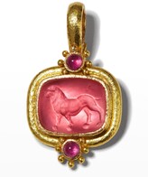 Thumbnail for your product : Elizabeth Locke Roaring Lion Intaglio 19k Gold Pendant, Pink