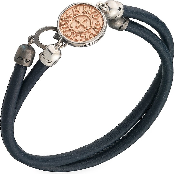 Marco Dal Maso Silver, 18K Rose Gold Vermeil, & Leather Moneta Coin Leather  Bracelet - ShopStyle Jewelry