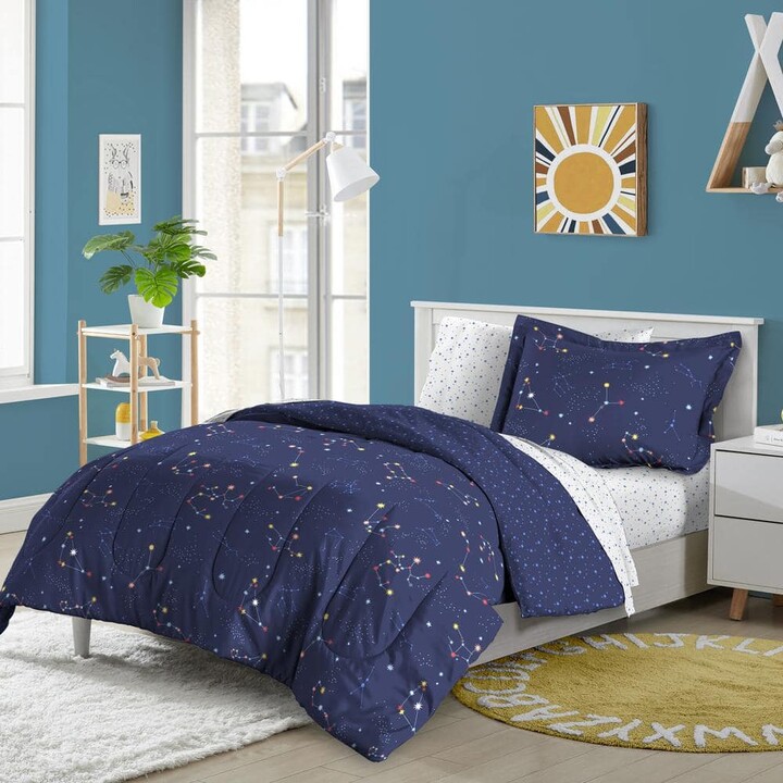 Dream Factory Zodiac 7-Piece Navy 100% Polyester Full Bed-In-A-Bag