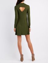 Thumbnail for your product : Charlotte Russe Mock Neck Cut-Out Back Shift Dress