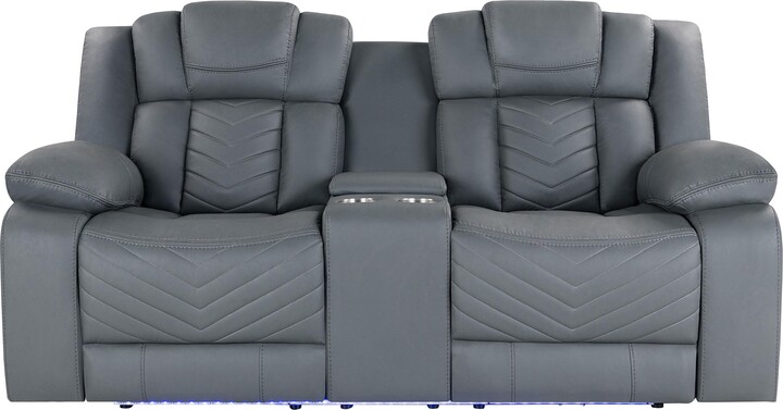 Global Furniture USA U7068 Grey Power Console Reclining Loveseat