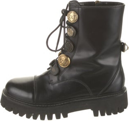 Dolce & Gabbana Leather Combat Boots - ShopStyle