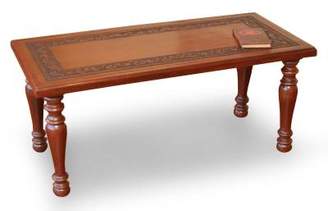 Novica Mohena wood and leather coffee table