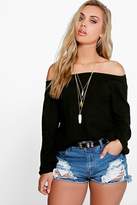 Thumbnail for your product : boohoo Plus Emma Woven Crinkle Off The Shoulder Top