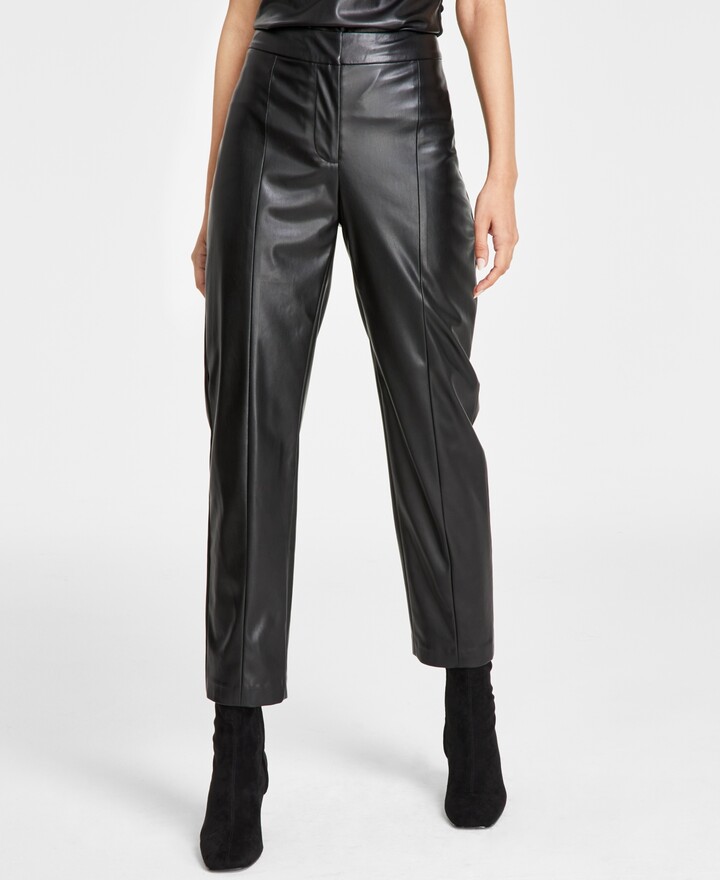 DKNY Women's Faux-Leather Front-Seam Skinny Pants - ShopStyle