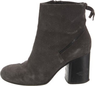 Alberto Fermani Suede Ankle Boots Brown Square-Toes Exposed Zip Closure at Sides | Alberto Fermani Suede Boots in Brown, Women's IT 39 | 9