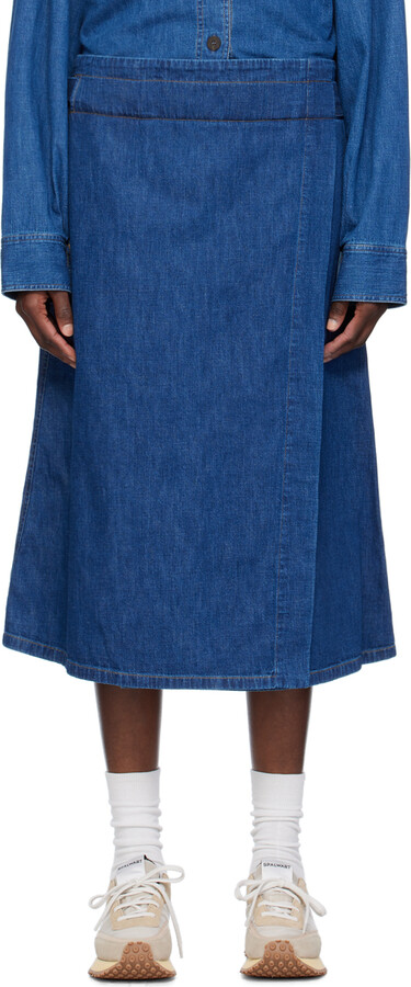 STUDIO NICHOLSON｜SKIRTS (CHILKA 3 BUTTON WRAP SKIRT DAR Studio Nicholson 3 Button Wrap Skirt - ShopStyle